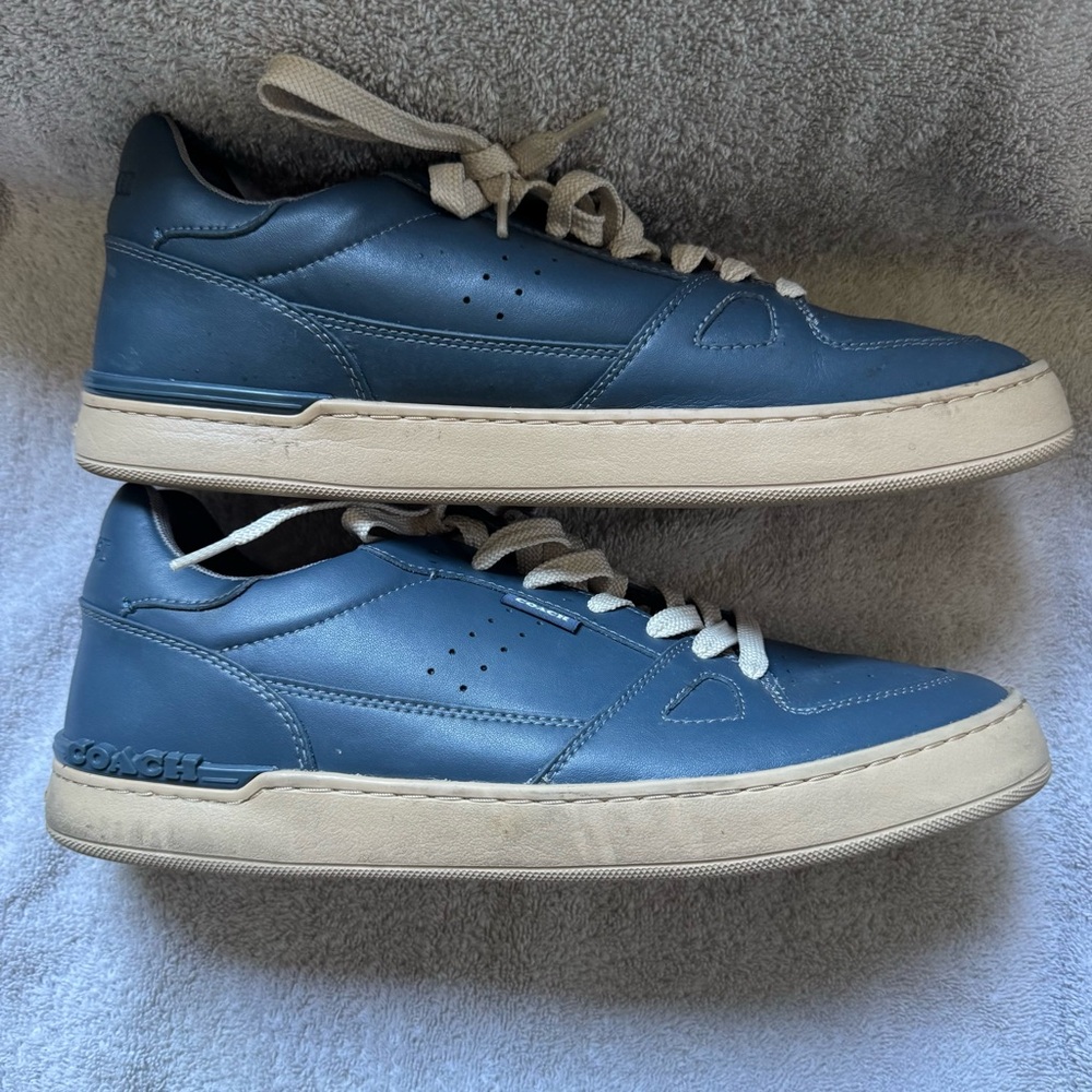 Men's Coach Blue Clip Court Sneakers Navy and White Size 11 - Picture 4 of 7